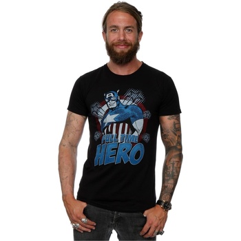 textil Hombre Camisetas manga larga Marvel Captain America Full Time Hero Negro