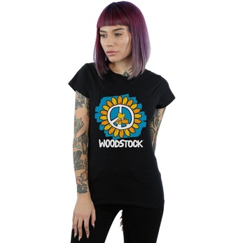 textil Mujer Camisetas manga larga Woodstock Flower Peace Negro