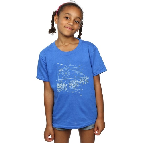 textil Niña Camisetas manga larga Disney Death Star Sleigh Azul