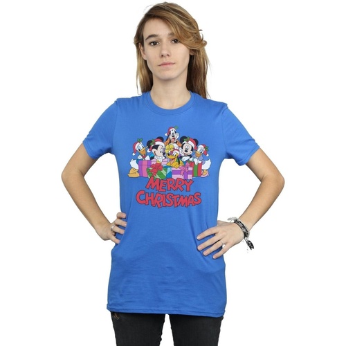 textil Mujer Camisetas manga larga Disney Mickey Mouse And Friends Christmas Azul