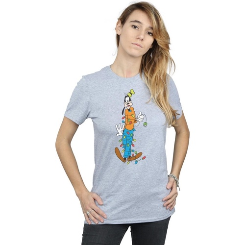 textil Mujer Camisetas manga larga Disney Goofy Christmas Lights Gris