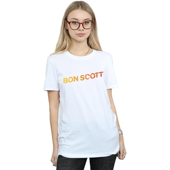 textil Mujer Camisetas manga larga Bon Scott Shattered Logo Blanco