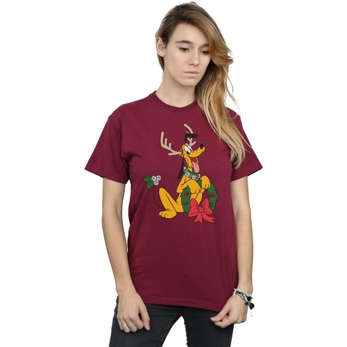 textil Mujer Camisetas manga larga Disney Pluto Christmas Reindeer Multicolor