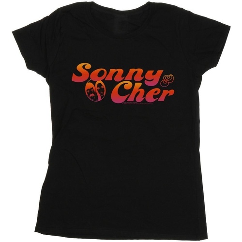textil Mujer Camisetas manga larga Sonny & Cher Gradient Logo Negro