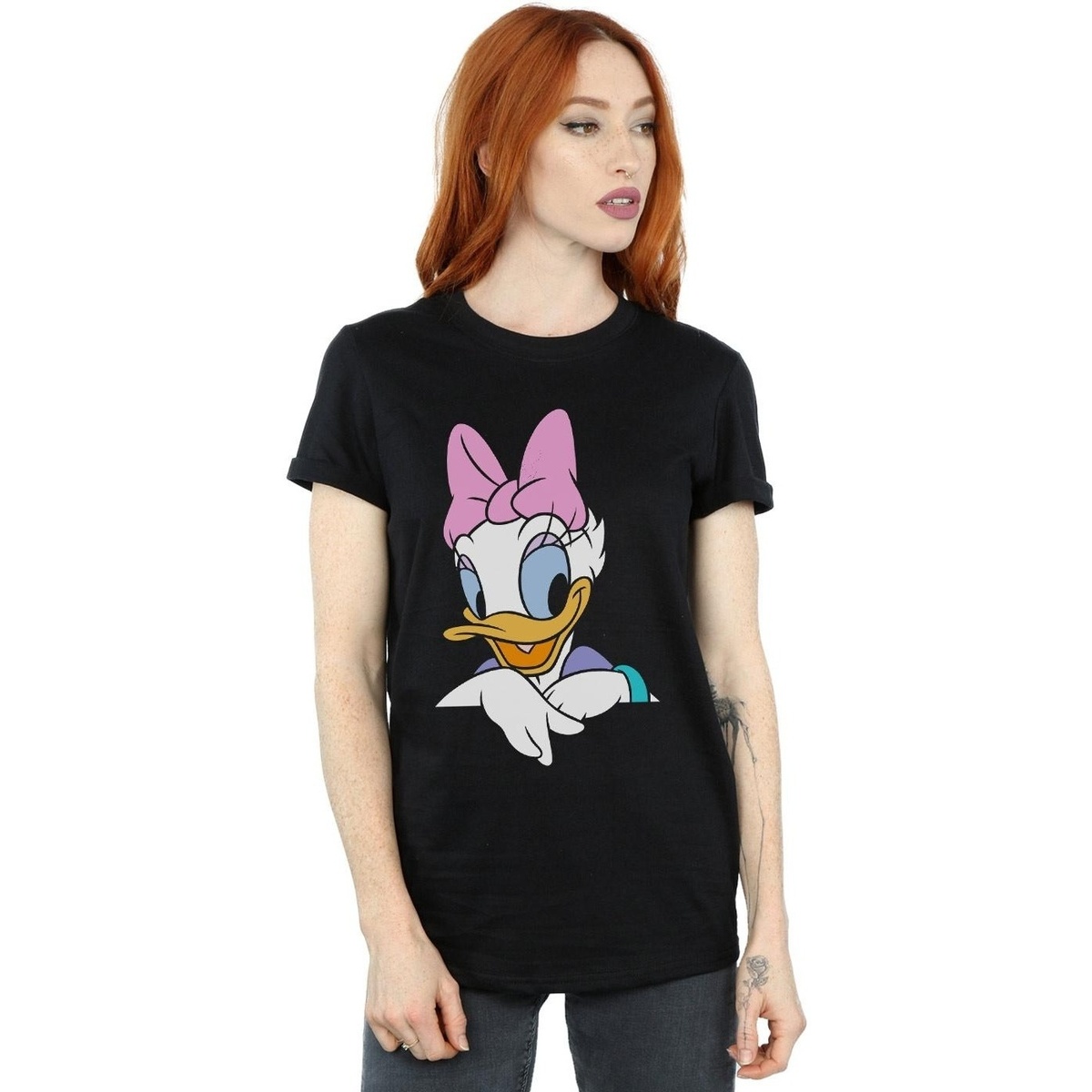 textil Mujer Camisetas manga larga Disney Daisy Duck Big Portrait Negro