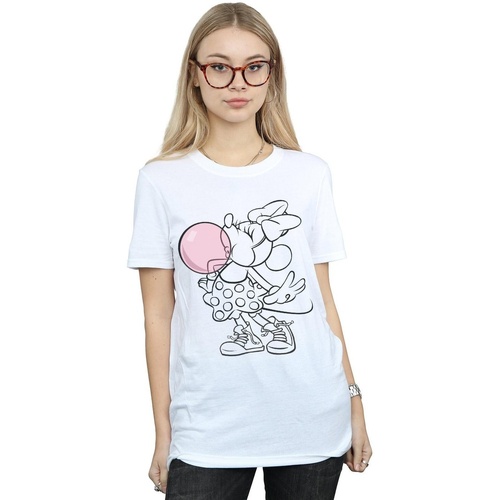 textil Mujer Camisetas manga larga Disney Minnie Mouse Gum Bubble Blanco