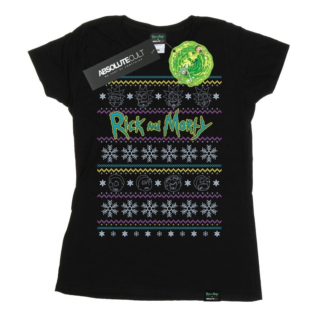 textil Mujer Camisetas manga larga Rick And Morty Christmas Faces Negro