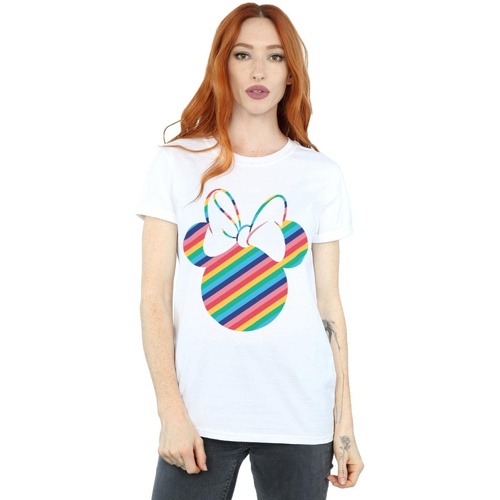 textil Mujer Camisetas manga larga Disney Minnie Mouse Rainbow Face Blanco