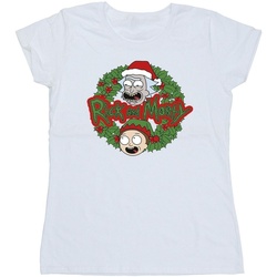 textil Mujer Camisetas manga larga Rick And Morty Christmas Wreath Blanco