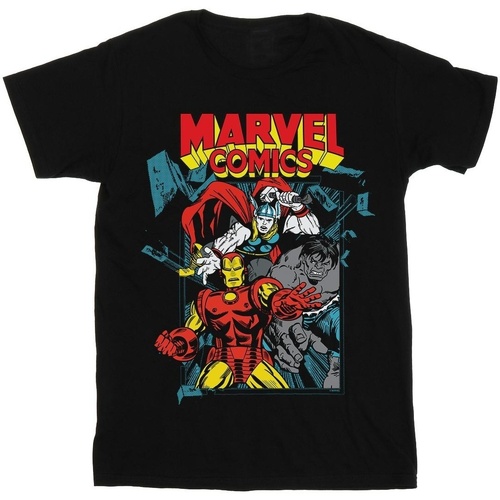 textil Hombre Camisetas manga larga Marvel Trio Pose Negro
