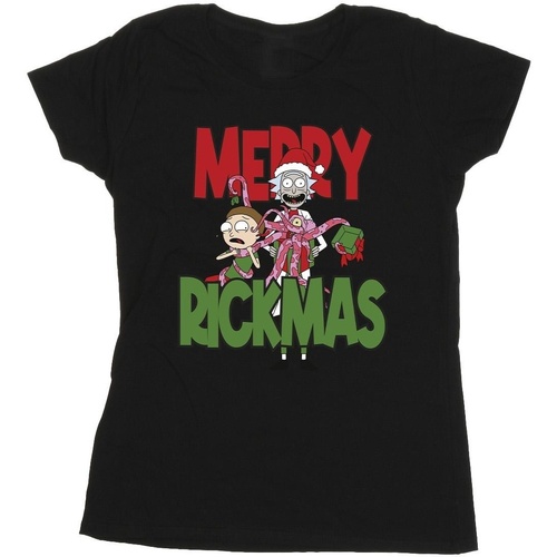 textil Mujer Camisetas manga larga Rick And Morty Merry Rickmas Negro