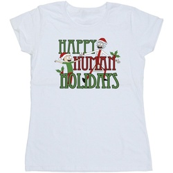 textil Mujer Camisetas manga larga Rick And Morty Happy Human Holidays Blanco