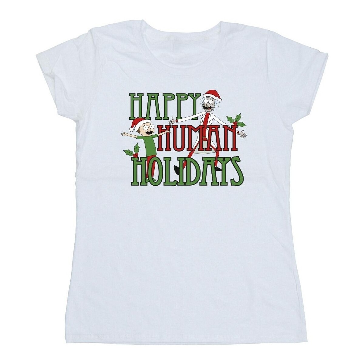 textil Mujer Camisetas manga larga Rick And Morty Happy Human Holidays Blanco