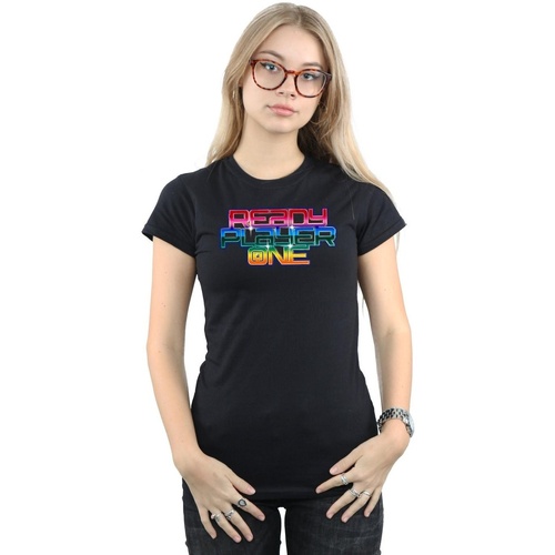 textil Mujer Camisetas manga larga Ready Player One Rainbow Logo Negro