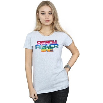 textil Mujer Camisetas manga larga Ready Player One Rainbow Logo Gris