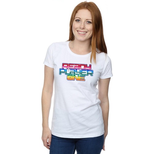 textil Mujer Camisetas manga larga Ready Player One Rainbow Logo Blanco