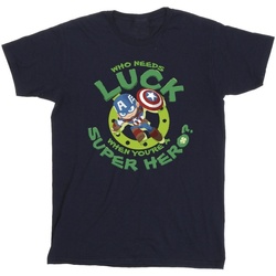 textil Hombre Camisetas manga larga Marvel St Patrick's Day Captain America Luck Azul