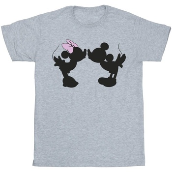 textil Mujer Camisetas manga larga Disney Mickey Minnie Kiss Silhouette Gris