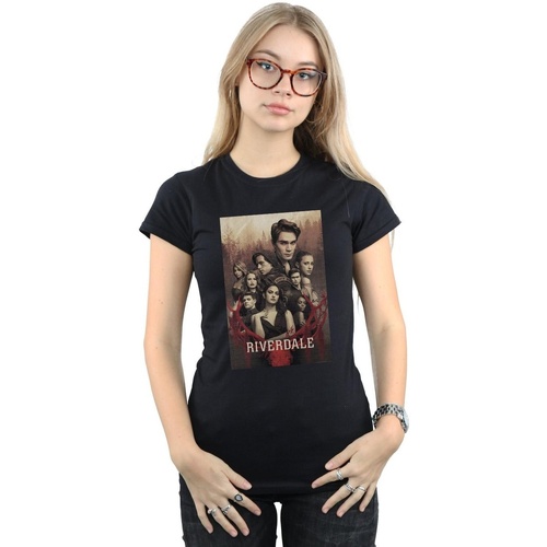 textil Mujer Camisetas manga larga Riverdale Stag Skull Negro