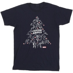 textil Hombre Camisetas manga larga Marvel Captain America Christmas Tree Azul