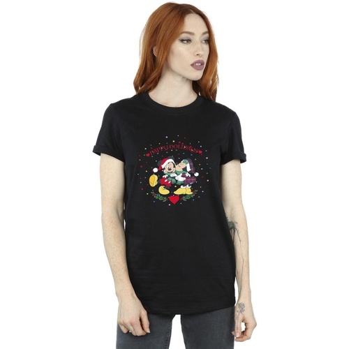 textil Mujer Camisetas manga larga Disney Mickey Mouse Mickey Minnie Christmas Negro