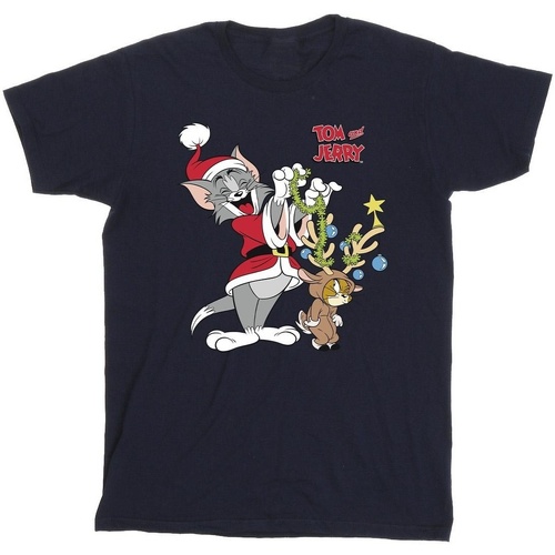 textil Niño Camisetas manga corta Tom & Jerry Christmas Reindeer Azul