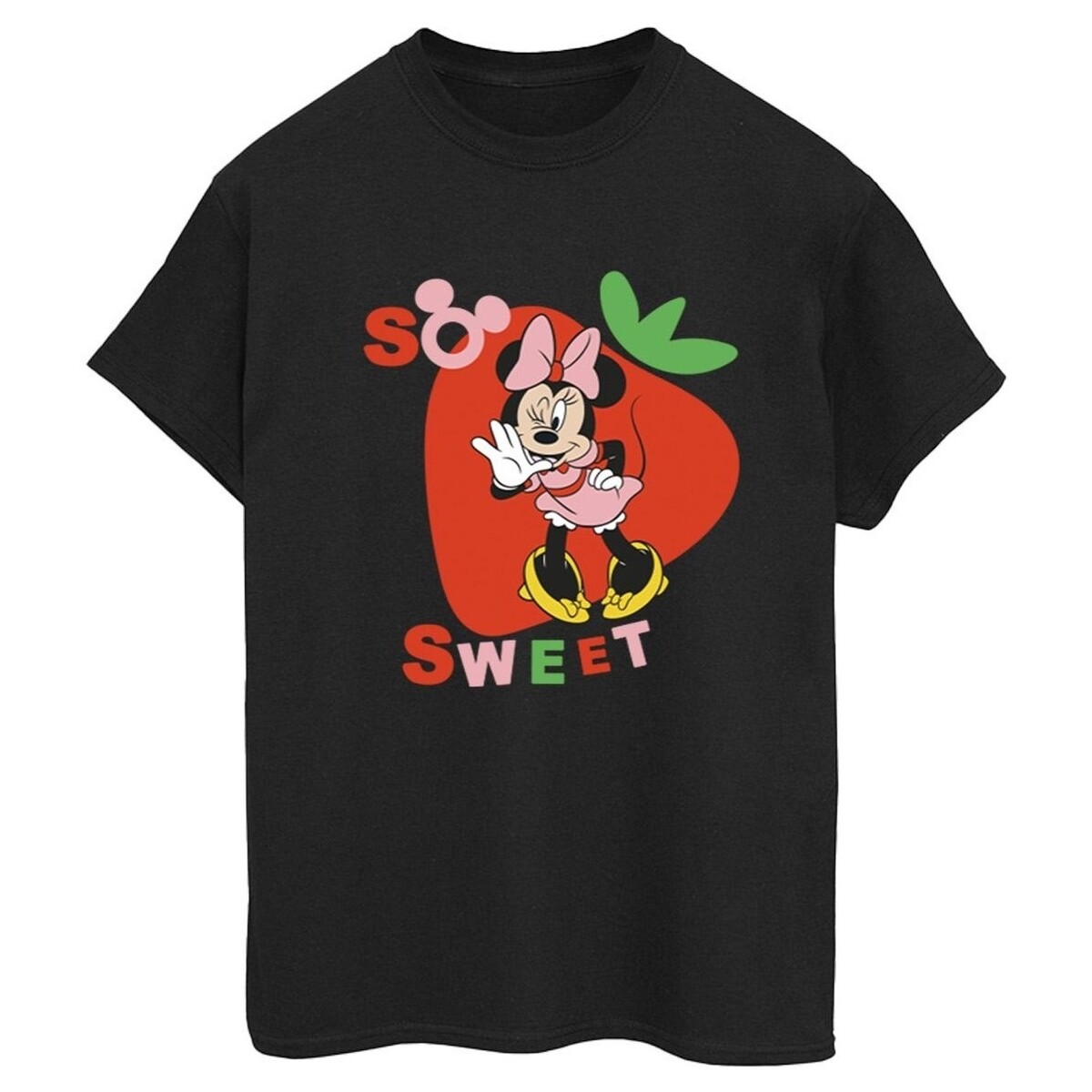 textil Mujer Camisetas manga larga Disney Minnie Mouse So Sweet Strawberry Negro