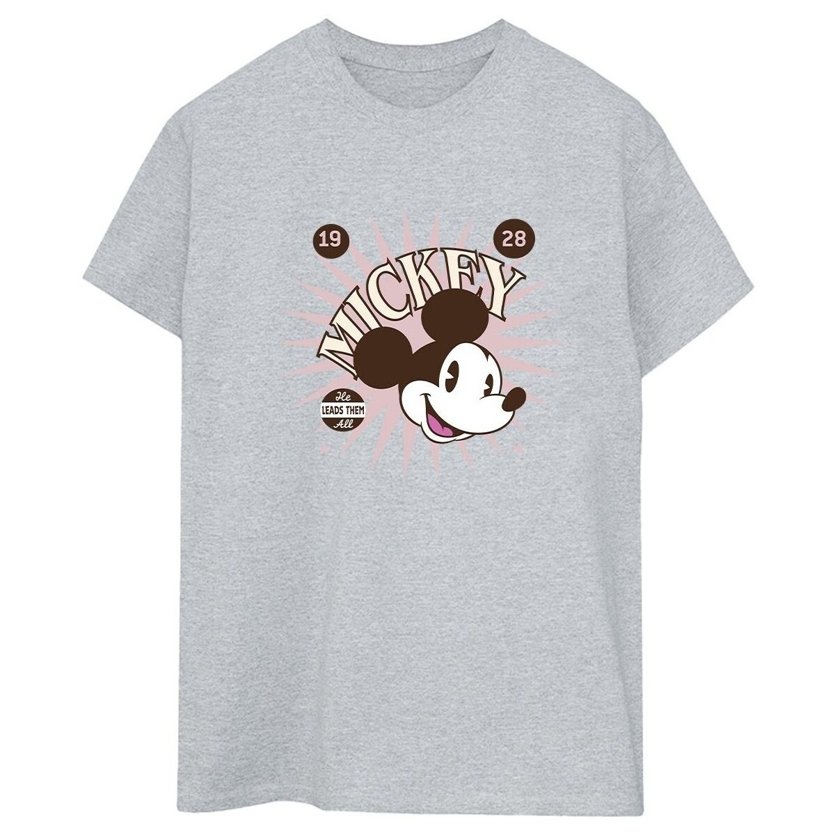 textil Mujer Camisetas manga larga Disney Mickey Mouse Vintage Leads Them All Gris
