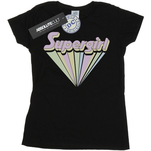 textil Mujer Camisetas manga larga Dc Comics Supergirl Pastel Logo Negro