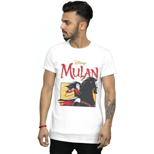 textil Hombre Camisetas manga larga Disney Mulan Movie Horse Frame Blanco
