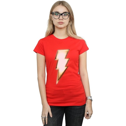 textil Mujer Camisetas manga larga Dc Comics Shazam Bolt Logo Rojo