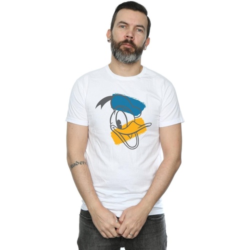 textil Hombre Camisetas manga larga Disney Donald Duck Head Blanco