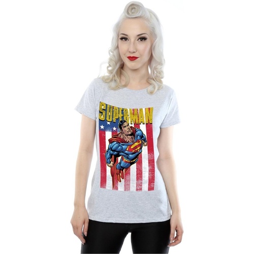 textil Mujer Camisetas manga larga Dc Comics Superman Flight Gris