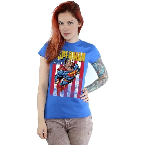 textil Mujer Camisetas manga larga Dc Comics Superman Flight Azul