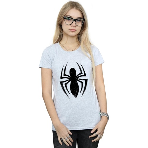 textil Mujer Camisetas manga larga Marvel Spider-Man Ultimate Spider Logo Gris