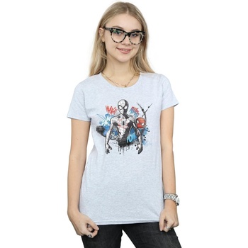 textil Mujer Camisetas manga larga Marvel Spider-Man Graffiti Pose Gris