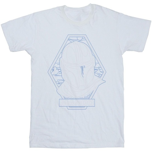 textil Niña Camisetas manga larga Disney The Mandalorian Outline Helm Diamond Blanco