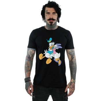 textil Hombre Camisetas manga larga Disney Donald And Daisy Duck Kiss Negro