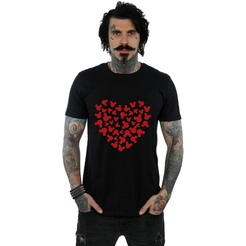 textil Hombre Camisetas manga larga Disney Mickey Mouse Heart Silhouette Negro