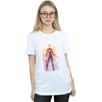 textil Mujer Camisetas manga larga Marvel Captain  Watercolour Blanco
