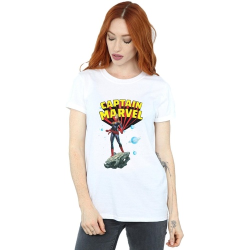 textil Mujer Camisetas manga larga Marvel Captain  Space Pose Blanco