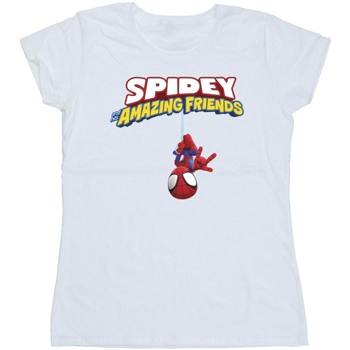textil Mujer Camisetas manga larga Marvel Spider-Man Hanging Upside Down Blanco