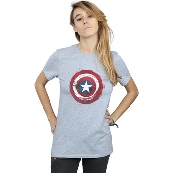 textil Mujer Camisetas manga larga Marvel Captain America Splatter Shield Gris