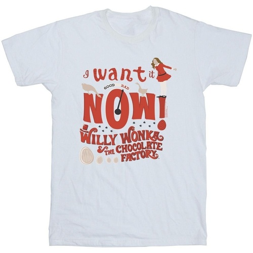textil Niño Camisetas manga corta Willy Wonka Verruca Salt I Want It Now Blanco