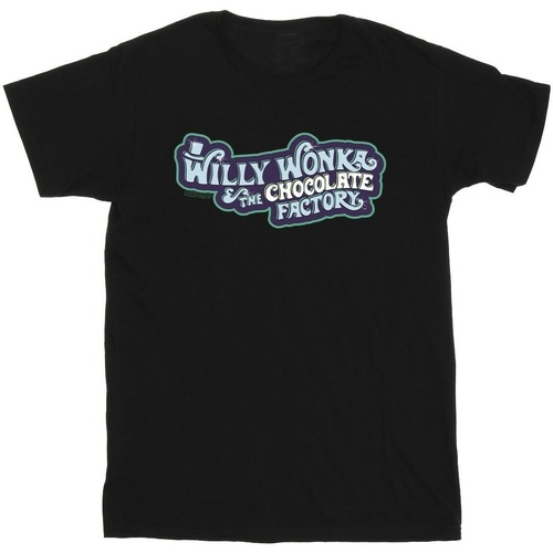 textil Niño Camisetas manga corta Willy Wonka Chocolate Factory Logo Negro