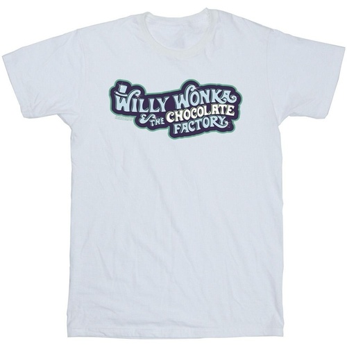 textil Niño Camisetas manga corta Willy Wonka Chocolate Factory Logo Blanco