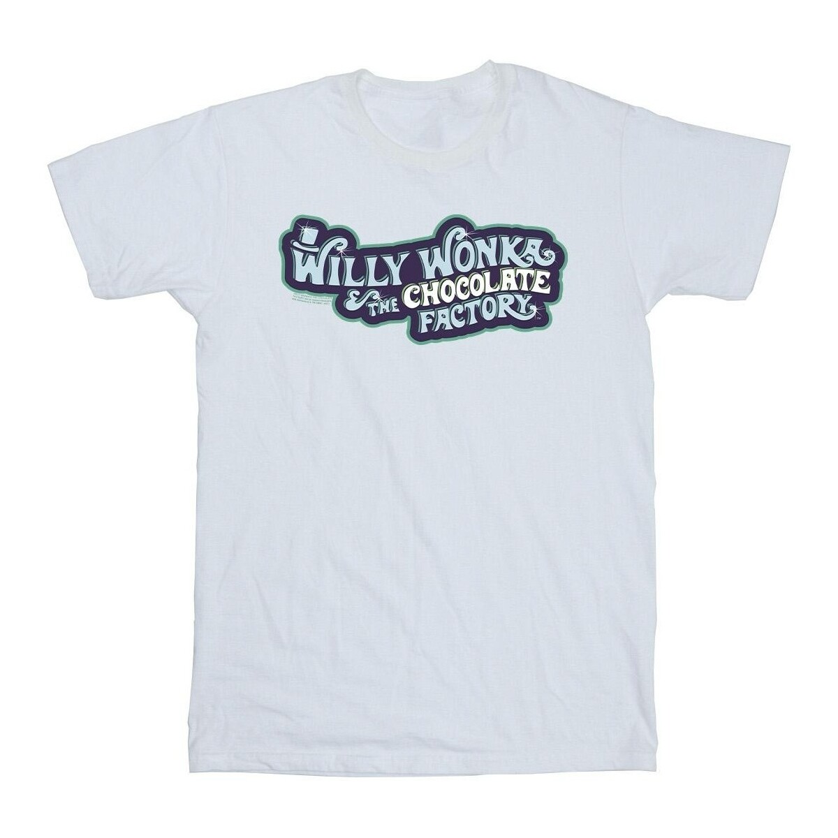 textil Niño Camisetas manga corta Willy Wonka Chocolate Factory Logo Blanco