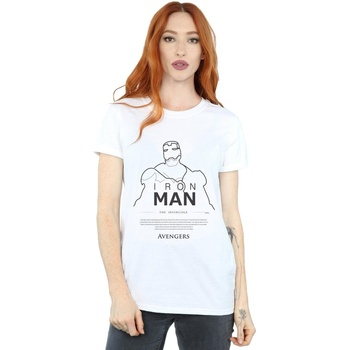 textil Mujer Camisetas manga larga Marvel Iron Man Single Line Blanco
