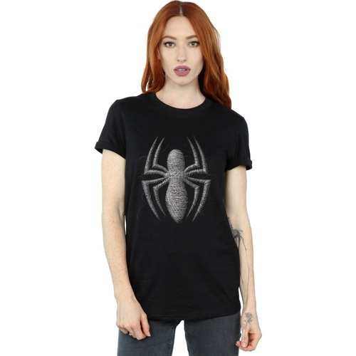 textil Mujer Camisetas manga larga Marvel Spider-Man Web Logo Negro