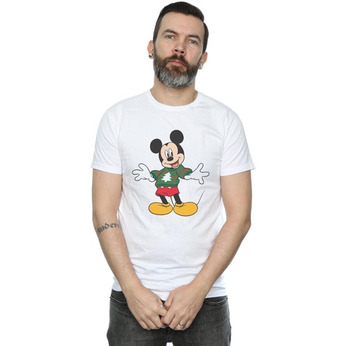 textil Hombre Camisetas manga larga Disney Mickey Mouse Christmas Jumper Stroke Blanco